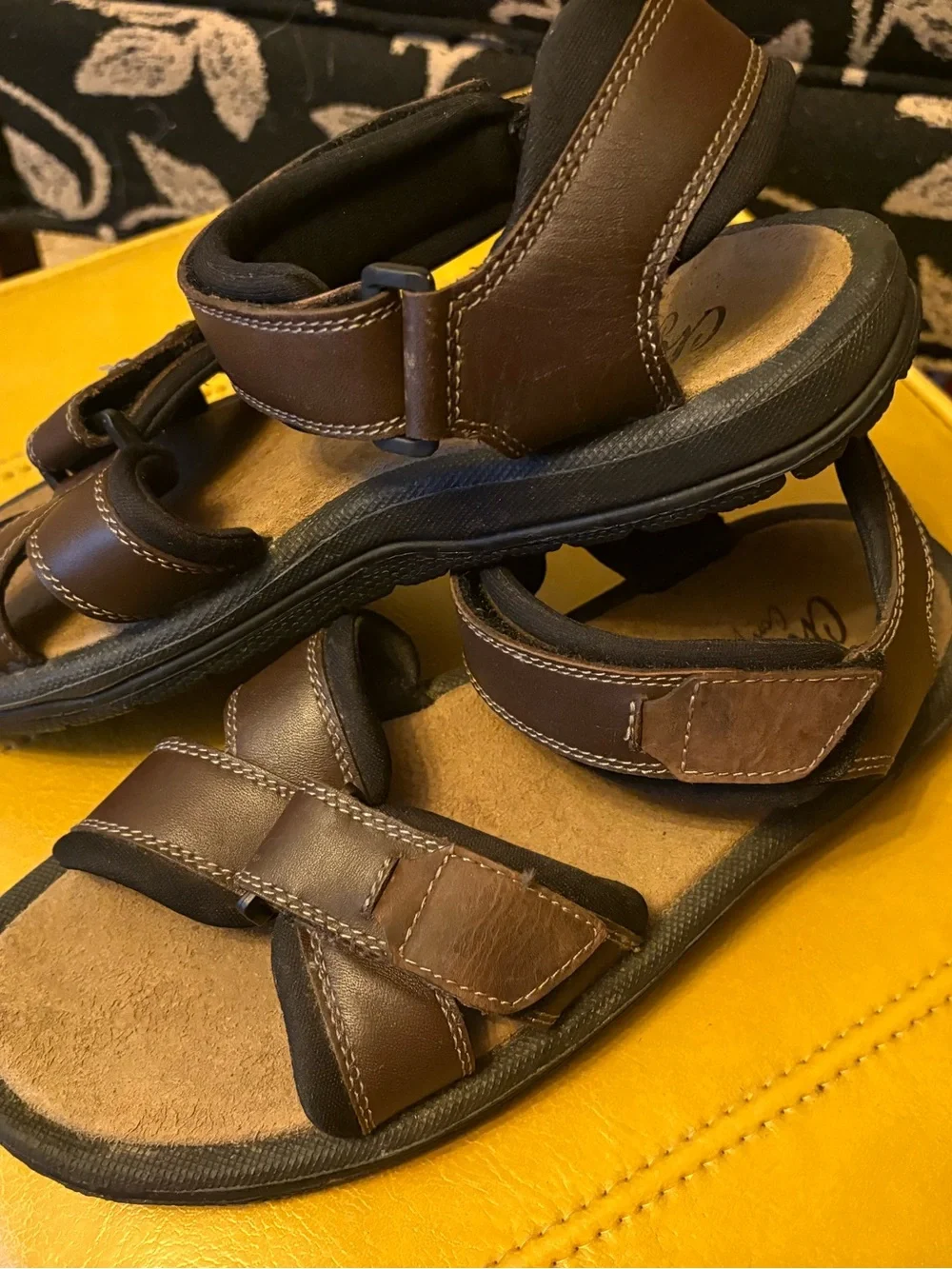 Brown Leather Velcro Sport Sandals